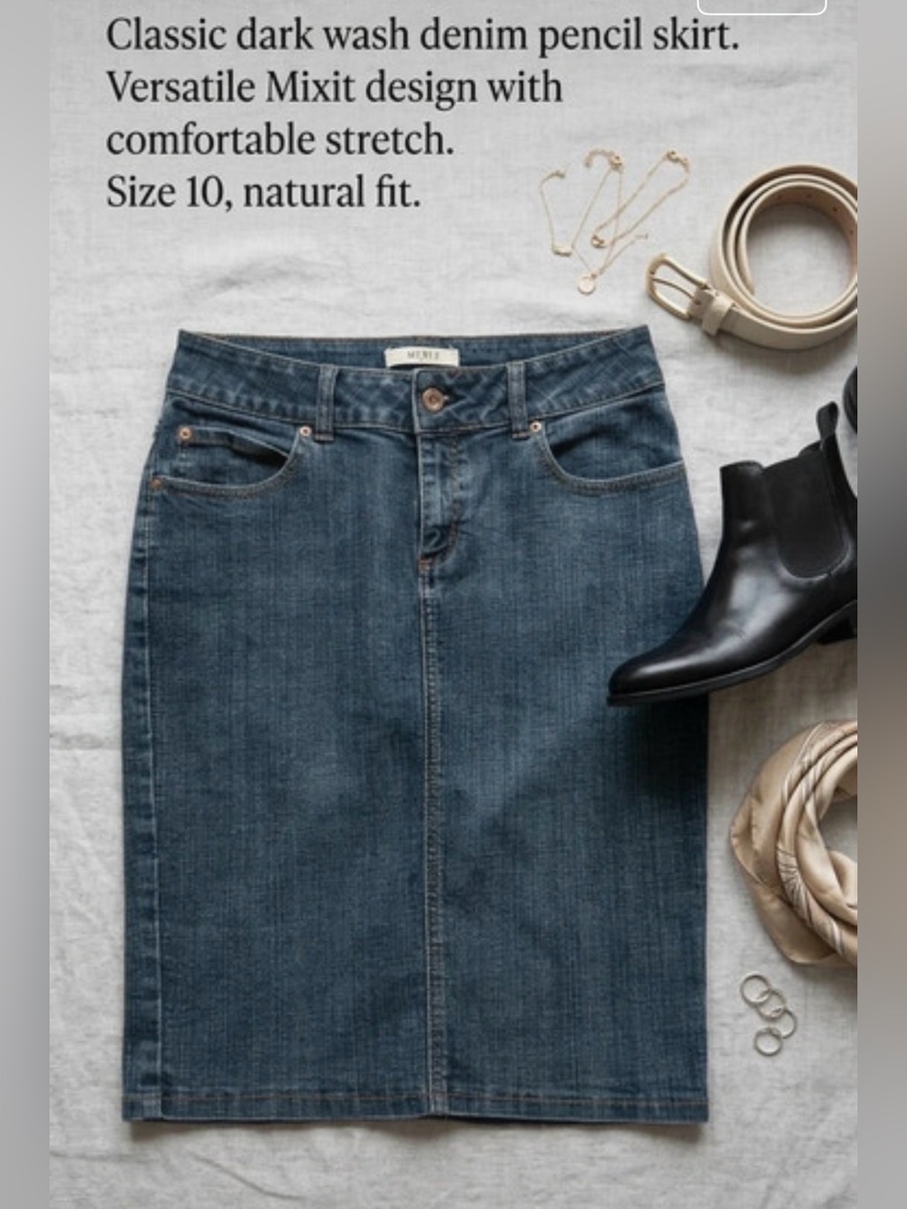 Mixit Dark Blue Denim Pencil Skirt